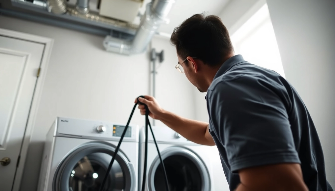 Dryer vent cleaning Salt Lake City showcasing a technician using tools for a thorough cleaning.