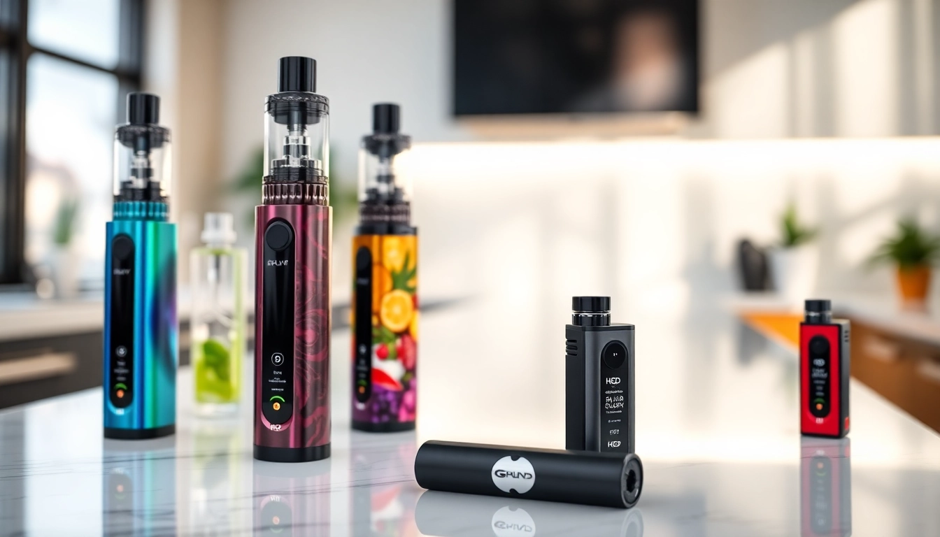 Buy HQD Surv Vapes online with various flavors showcased in a bright and inviting setting.