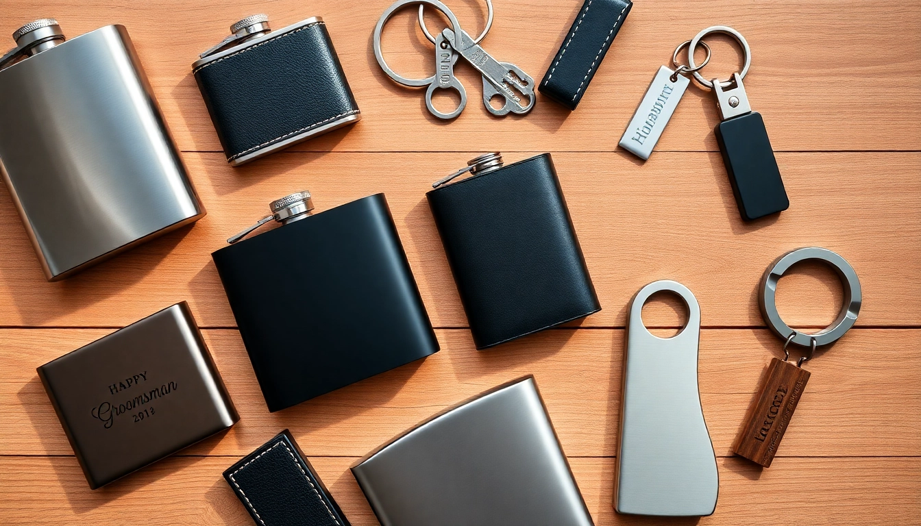 Find creative and affordable cheap groomsmen gifts like personalized flasks and keychains.