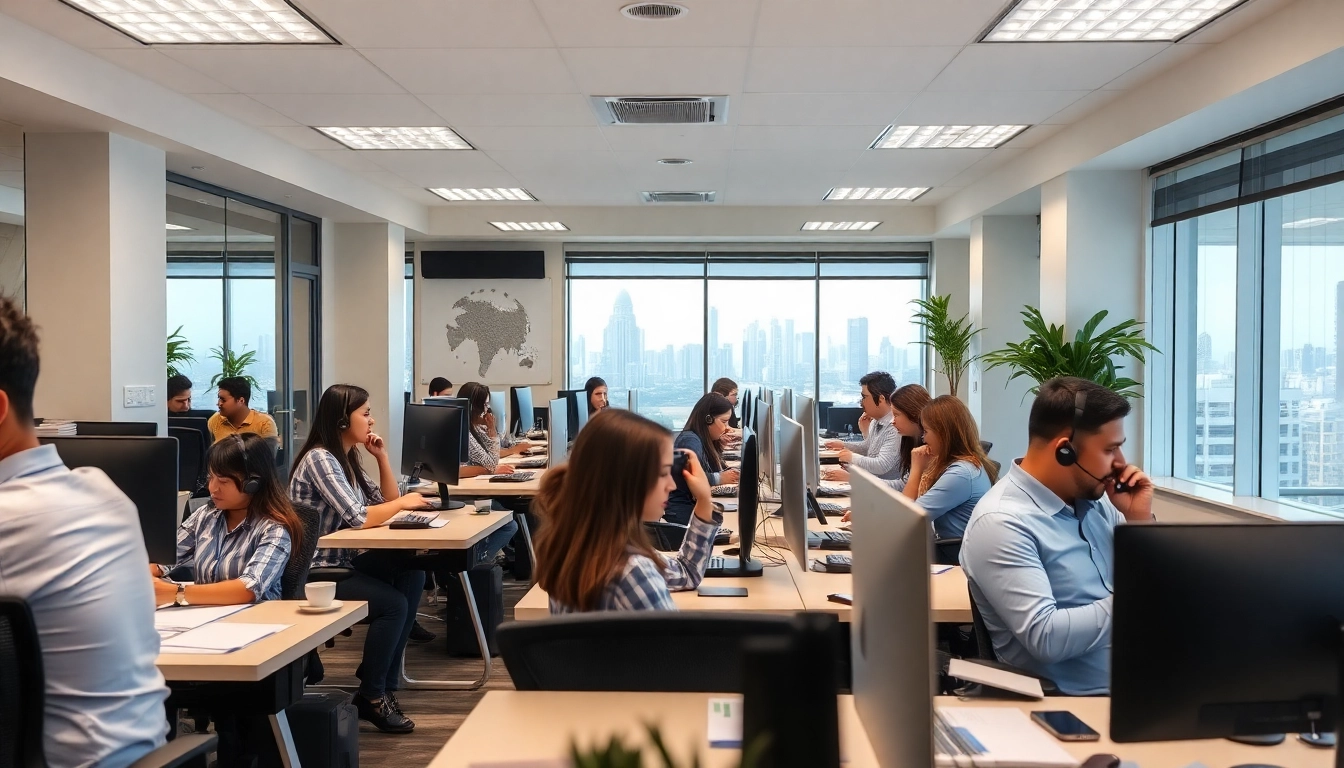 Engaged agents in a call center in Tijuana, providing customer support in a bright, modern office.