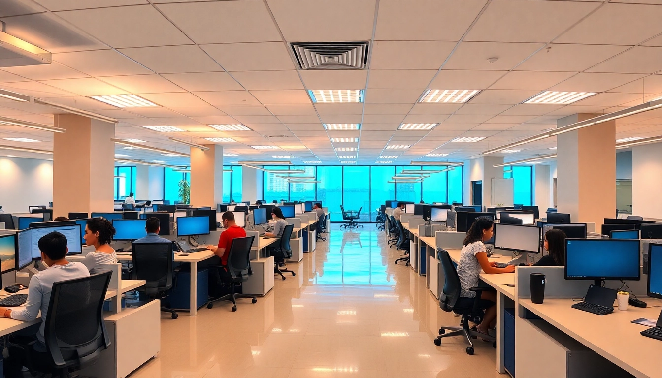 Agents working diligently in a call center in Tijuana, exemplifying professionalism and teamwork.