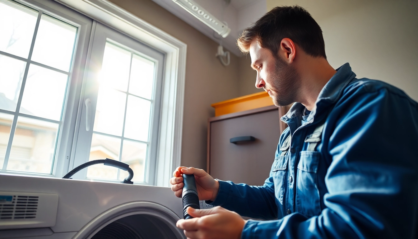 Expert technician conducting dryer vent cleaning salt lake city utah for a safe and efficient home.