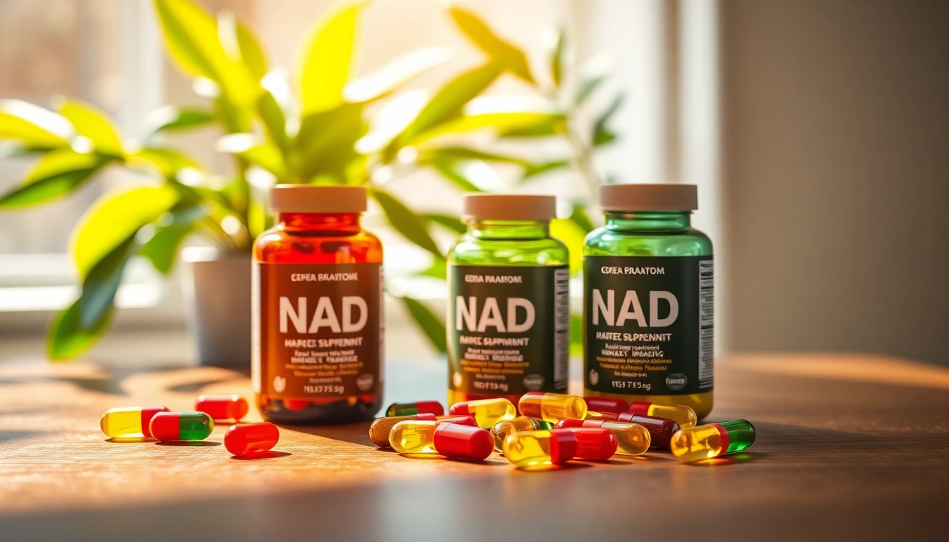 Boost your energy with these vibrant NAD Supplement capsules on a natural wooden table.