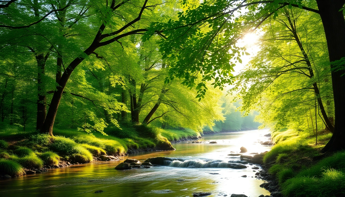 Healthlifeherald.com showcases a peaceful nature scene with green trees and a calming stream.