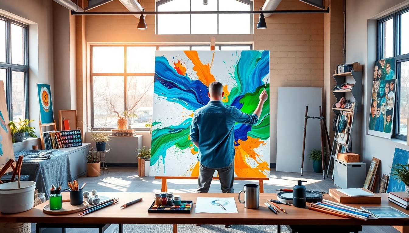 Create stunning art with an AI image generator Australia in a creative studio setting.