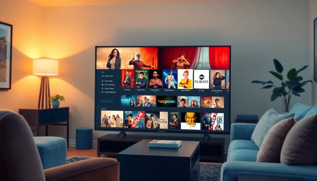 Check out this inviting living room setup showcasing a free streaming trial on TV with a cozy ambiance.