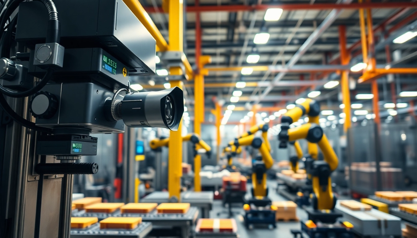 Machine vision technology automating industrial inspection on a factory floor.