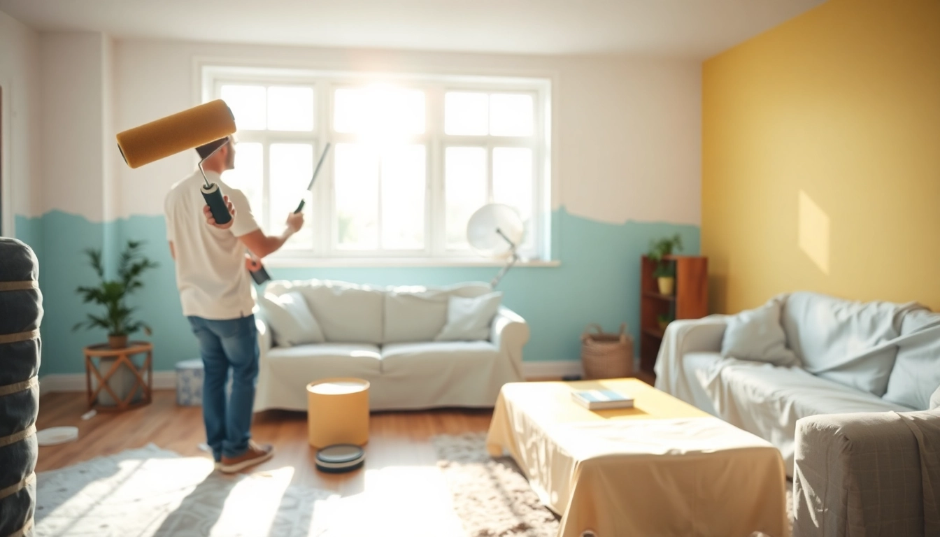 Transforming a room through professional interior painting with vibrant colors and techniques.
