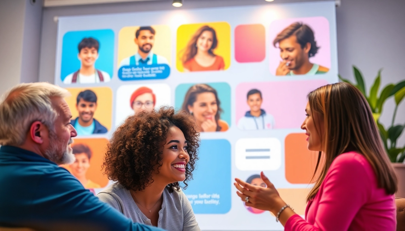 Engaging شات صوتي interface featuring diverse users enjoying lively conversations.