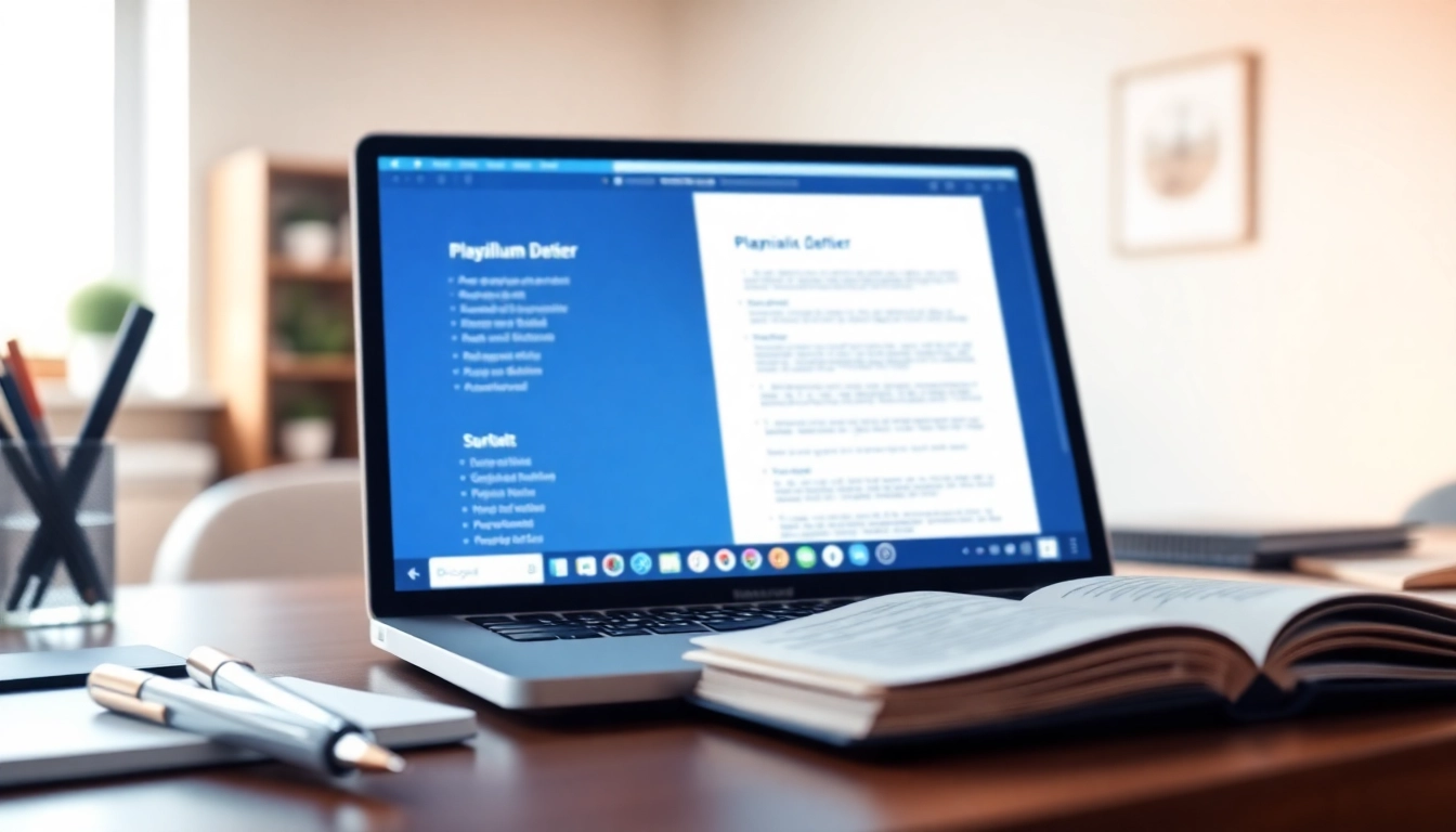 Showcase a plagiarism detector interface highlighting the importance of academic integrity and technology.