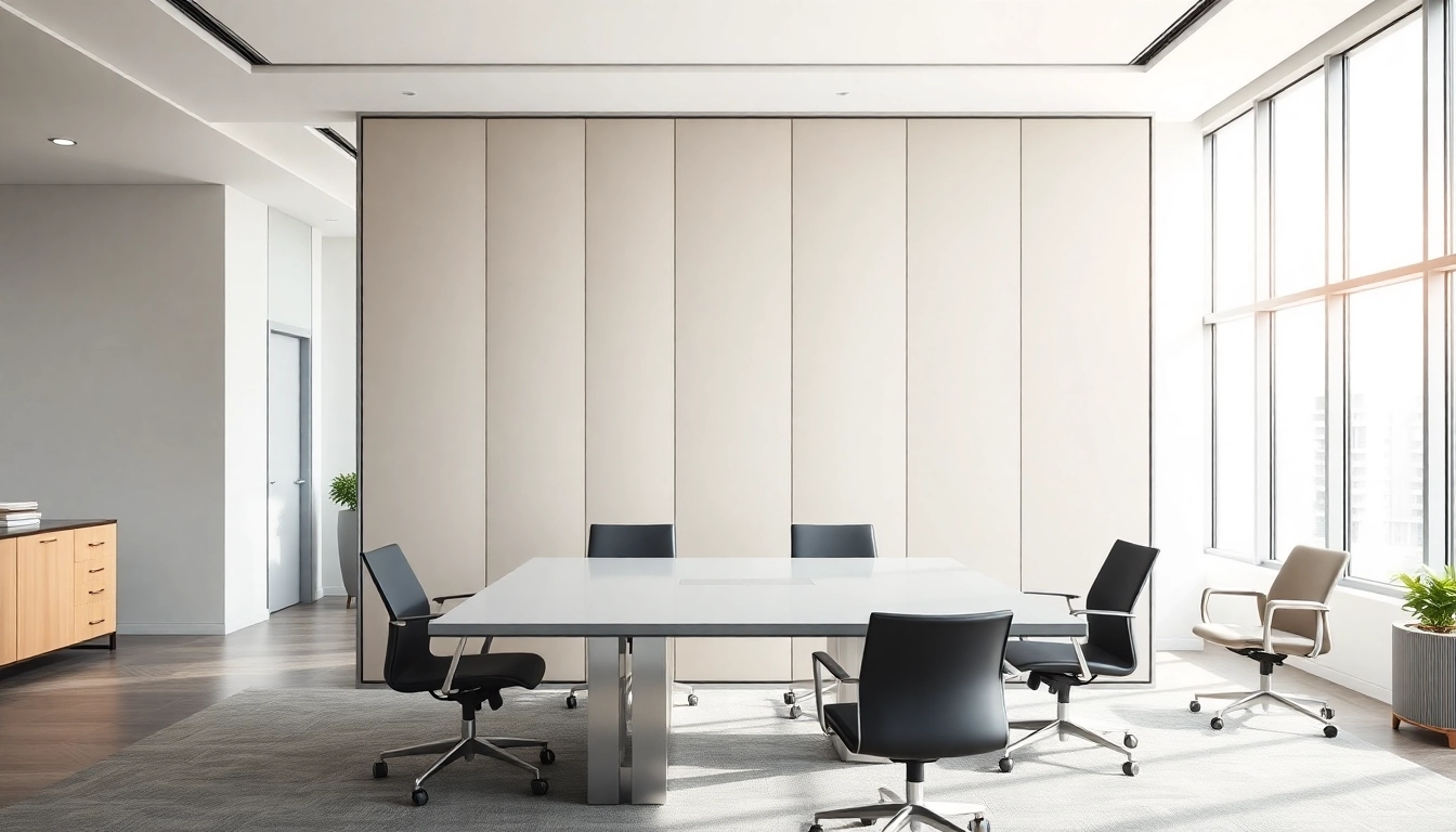 Transforming spaces with a stylish Folding Partition Wall in a modern conference room setting.