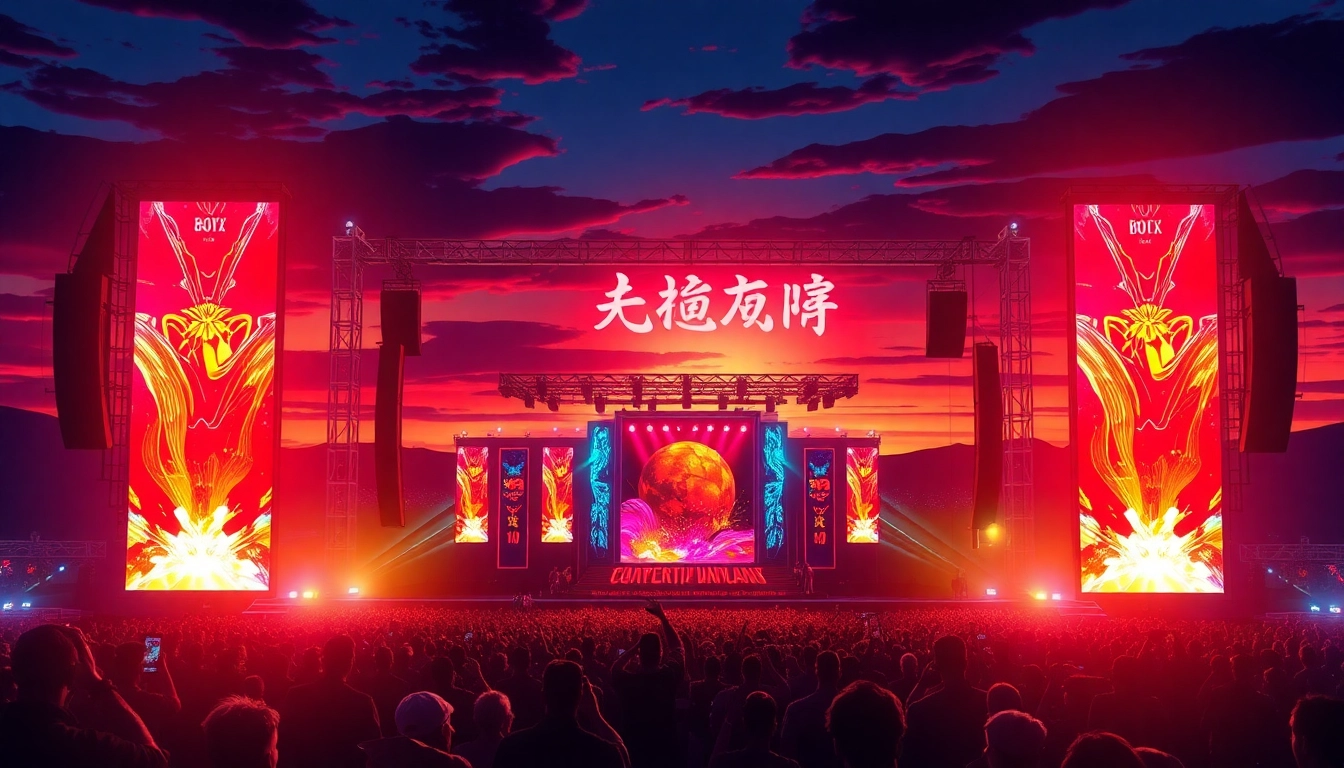Experience 汽水音乐海外 at a lively festival with vibrant colors and an energetic crowd.