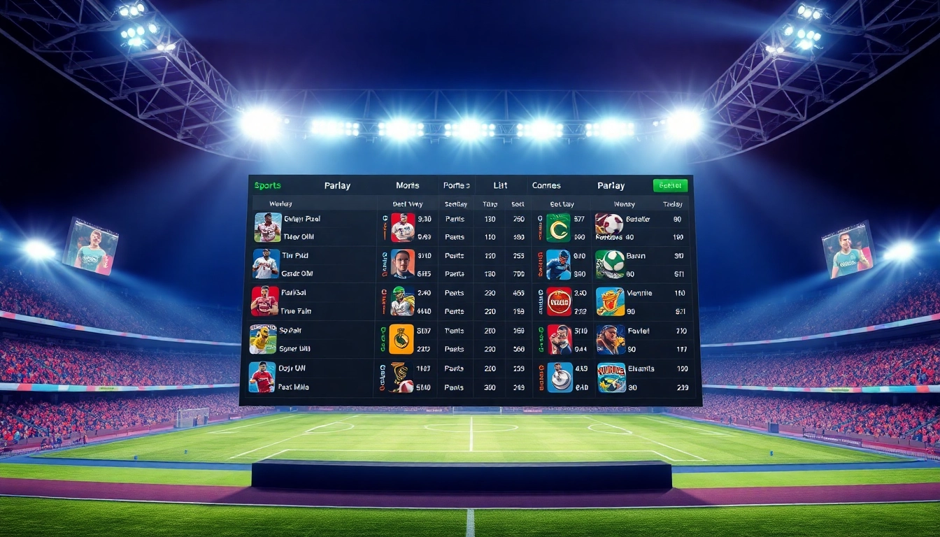 Engage in mix parlay betting with diverse sports options presented in a vibrant online platform.