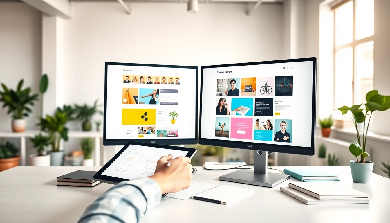 Showcasing innovative website design techniques in a modern workspace environment.