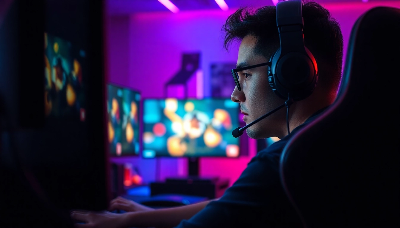Permainan net77 game sedang berlangsung, pemain fokus diteknologi gaming canggih.