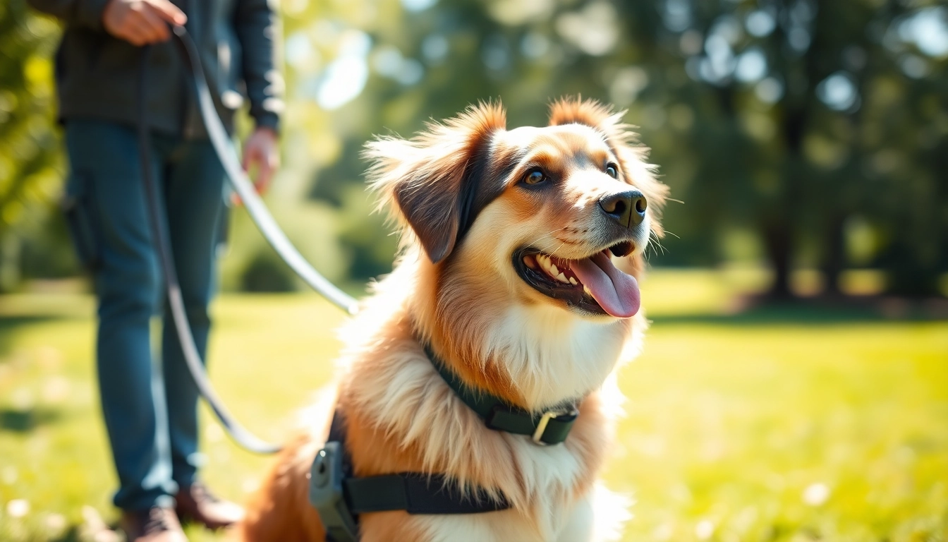 Trained service dogs for sale showcasing obedience during a park training session.