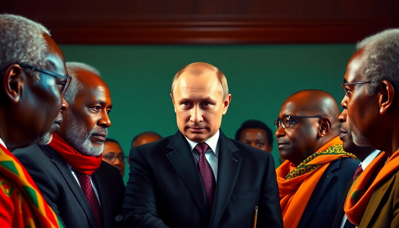 Poutine en Afrique francophone engaging with African leaders to foster economic ties and cooperation.