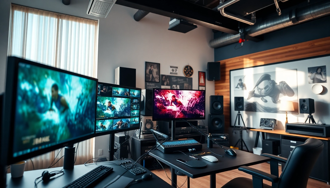 Editing Post Production Toronto featuring a modern studio setting with editors focused on video projects.