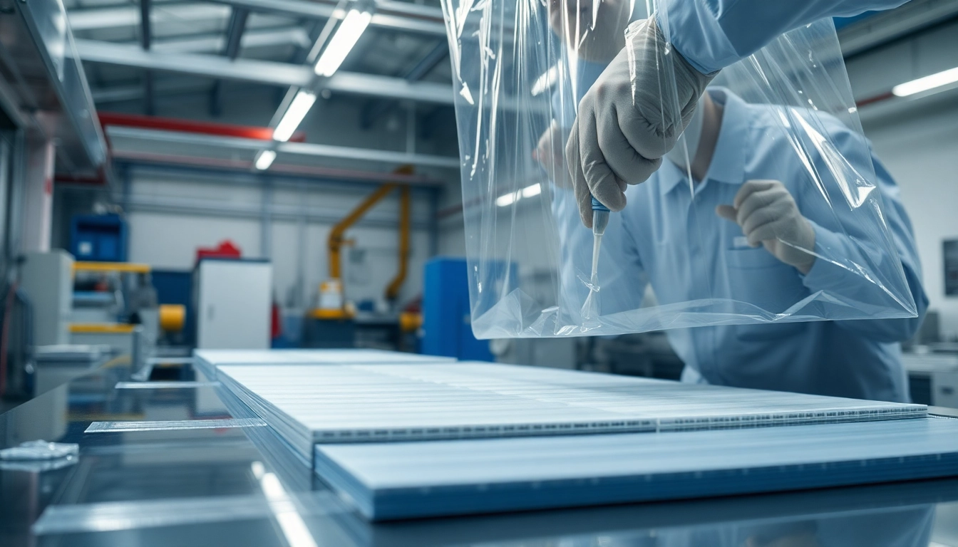 Technician applying infusion resins in an advanced composite processing workshop.