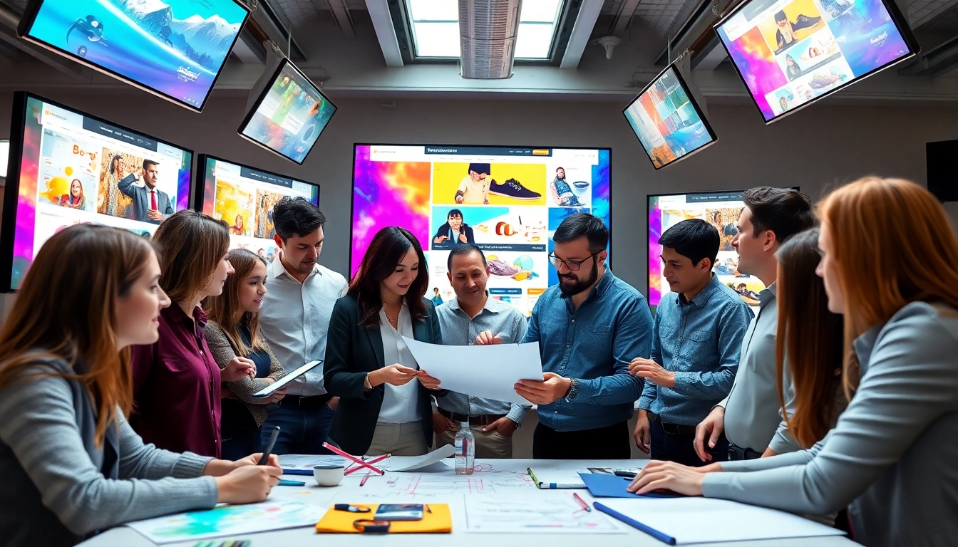Edmonton web design team innovating creative website solutions in a modern office.