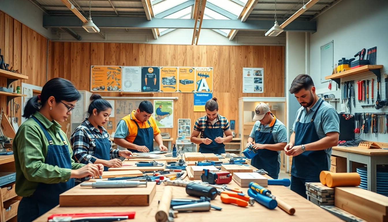 Engaged students in trades schools oahu working collaboratively on hands-on projects in a bright workshop.