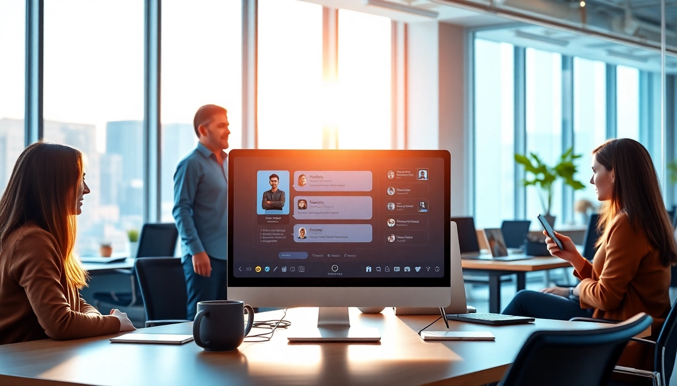 Engaging chatgpt chatbot interface at a collaborative workspace, featuring a diverse team.