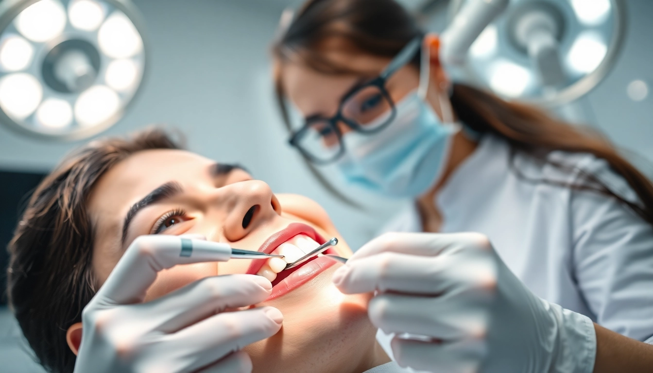Promoting hygiene in dental care with a hygienist cleaning a patient's teeth.