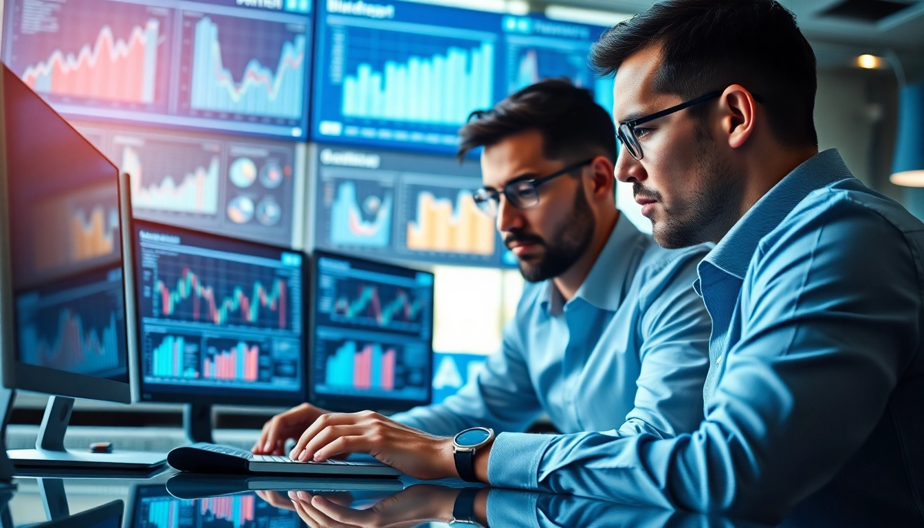 Analyze competitive intelligence data with a focused professional in a modern, tech-savvy office.