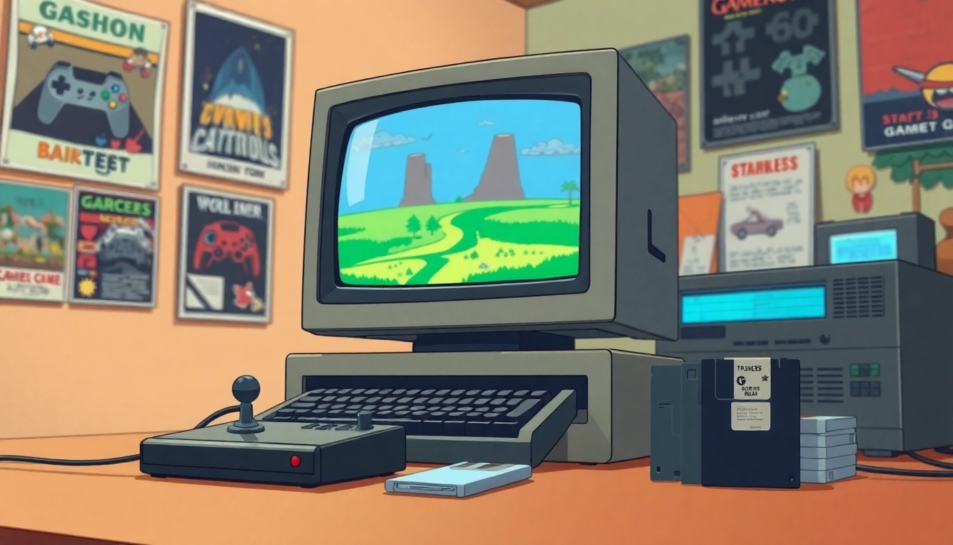Download classic DOS games easily with a nostalgic vintage computer setup.