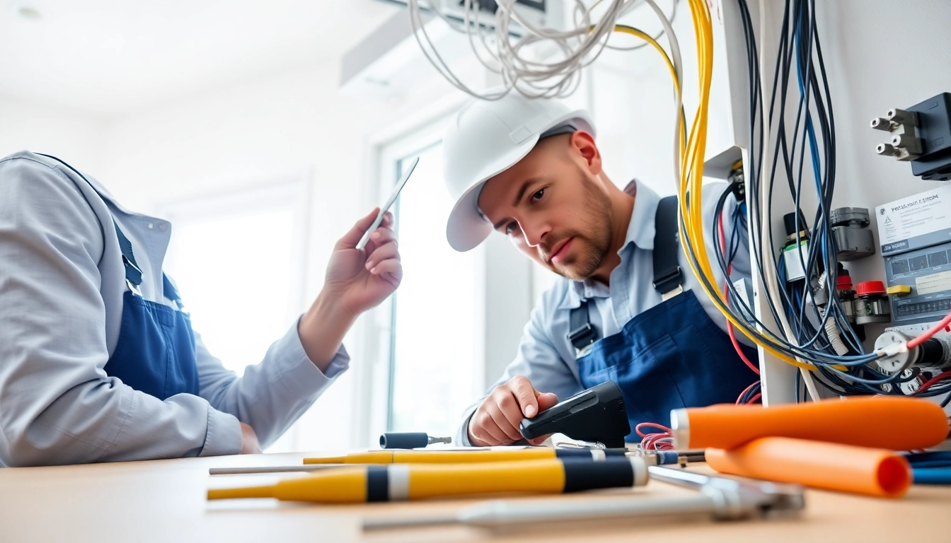 Electrician in Clearwater installing electrical systems, showcasing their skills as an Electrical Contractor Clearwater.