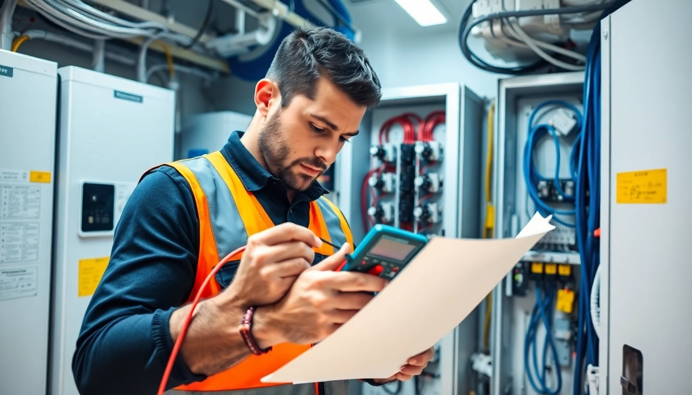 EICR Inspections show a professional examining electrical systems for safety and compliance.