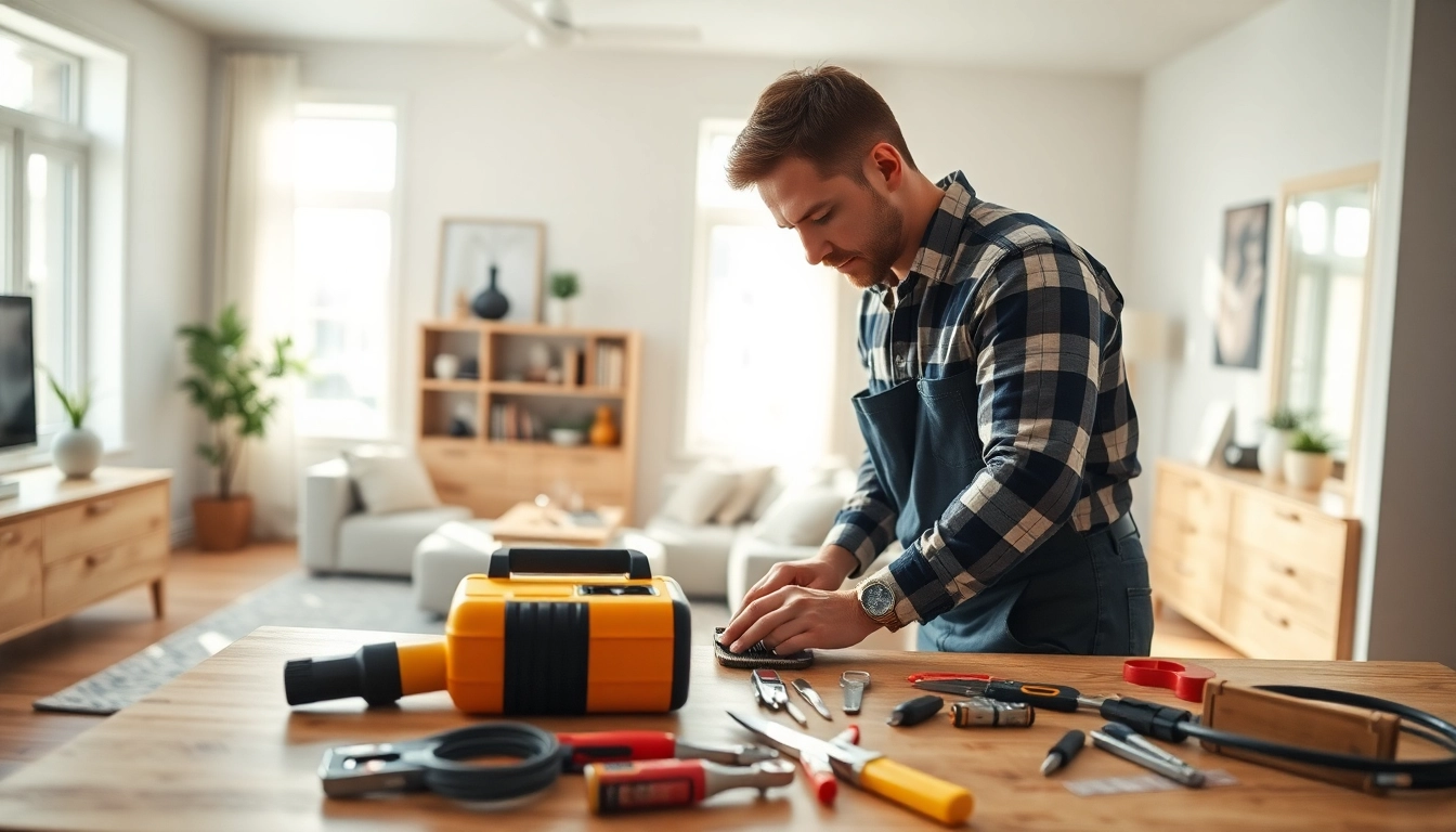 Performing electrical service with professionalism and precision in a modern home.