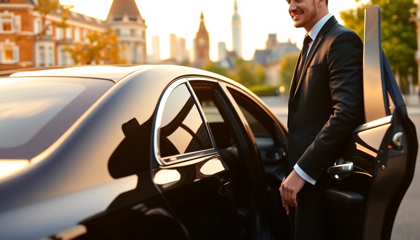 Private chauffeur London service with a professional driver welcoming passengers at a luxury sedan.