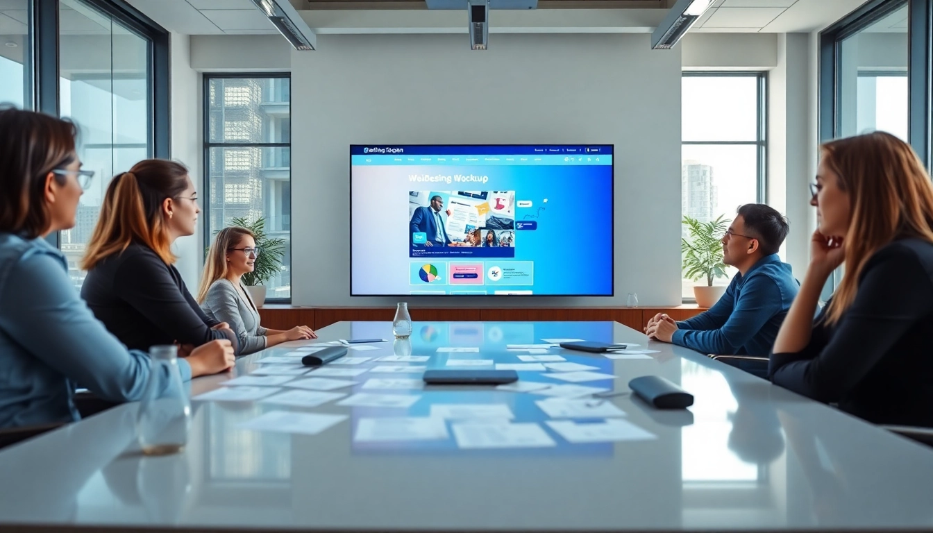 Collaborative meeting at web design companies kansas city focusing on vibrant digital mockups.