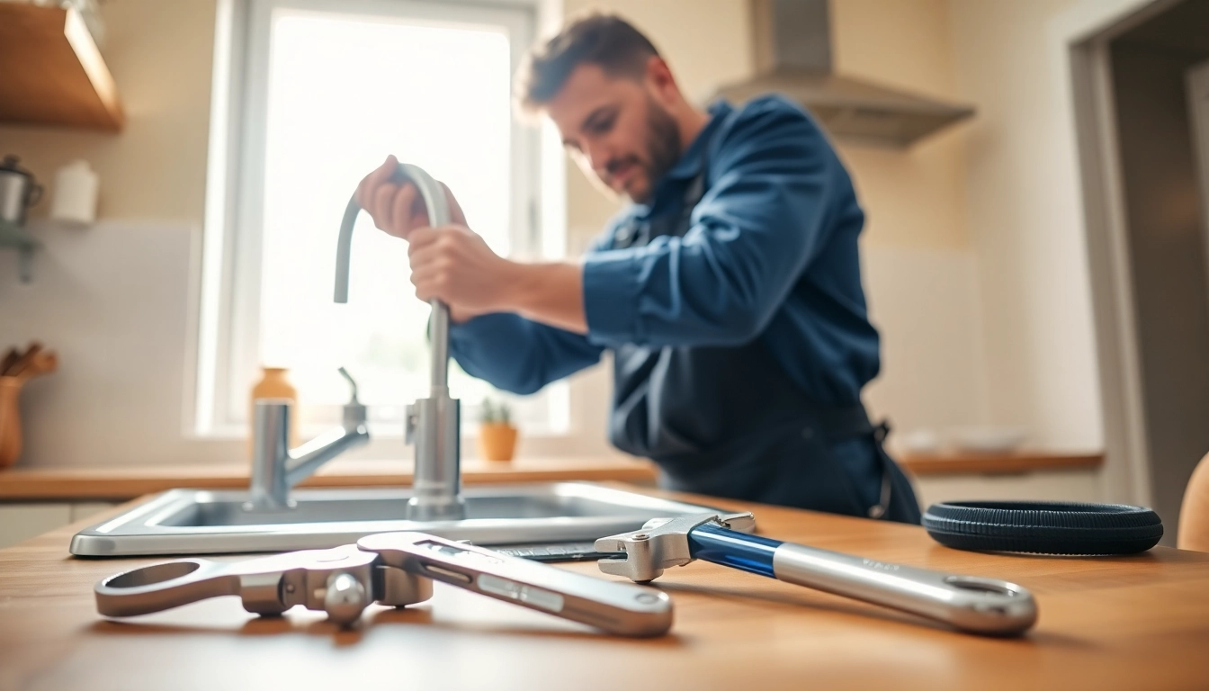 Plumber in Bristol repairing a sink, showcasing expertise in plumbing services and tools.