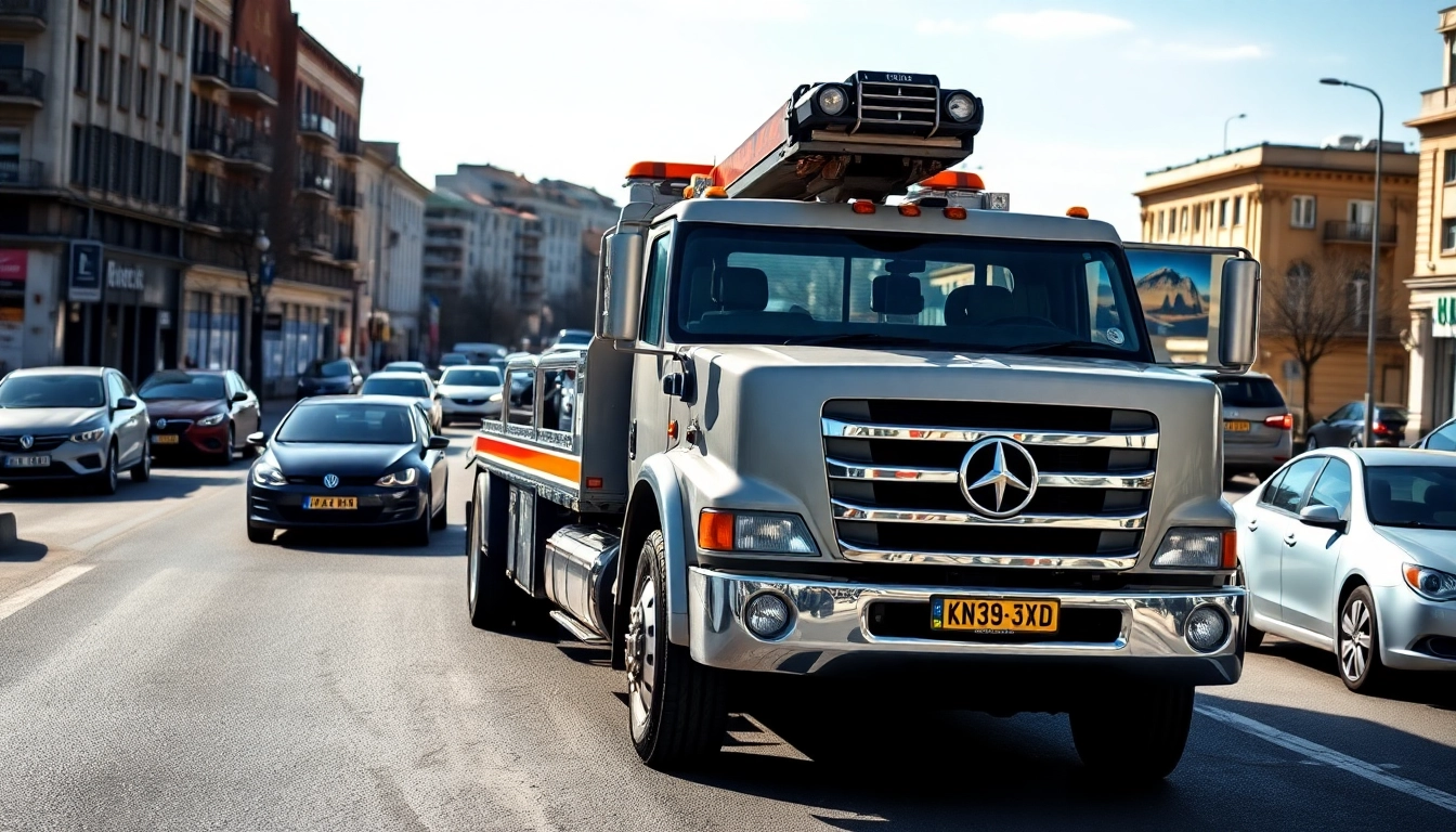 Profesjonalne auto holowanie Tychy z użyciem lawety w akcji.