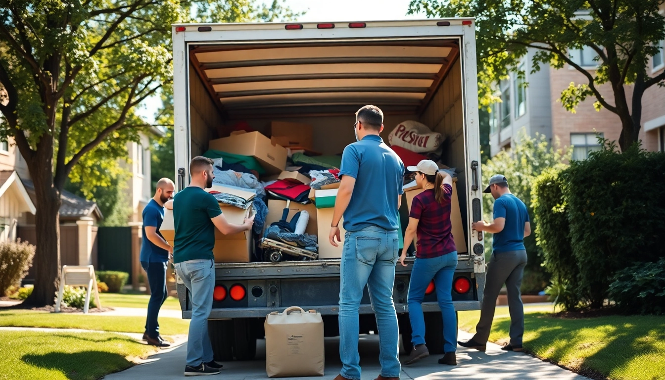 Efficient junk removal near me service in a residential setting with a friendly team at work.