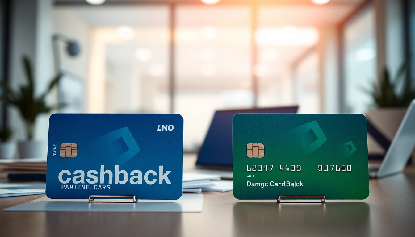 Compare cashback and miles rewards with credit cards in a modern office setting.
