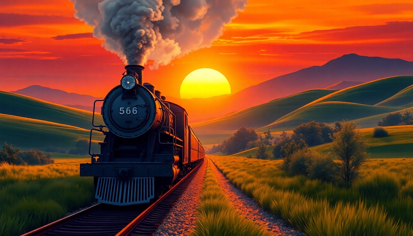 Engaging scene featuring the railroad tycoon download game with a vintage steam locomotive in motion.