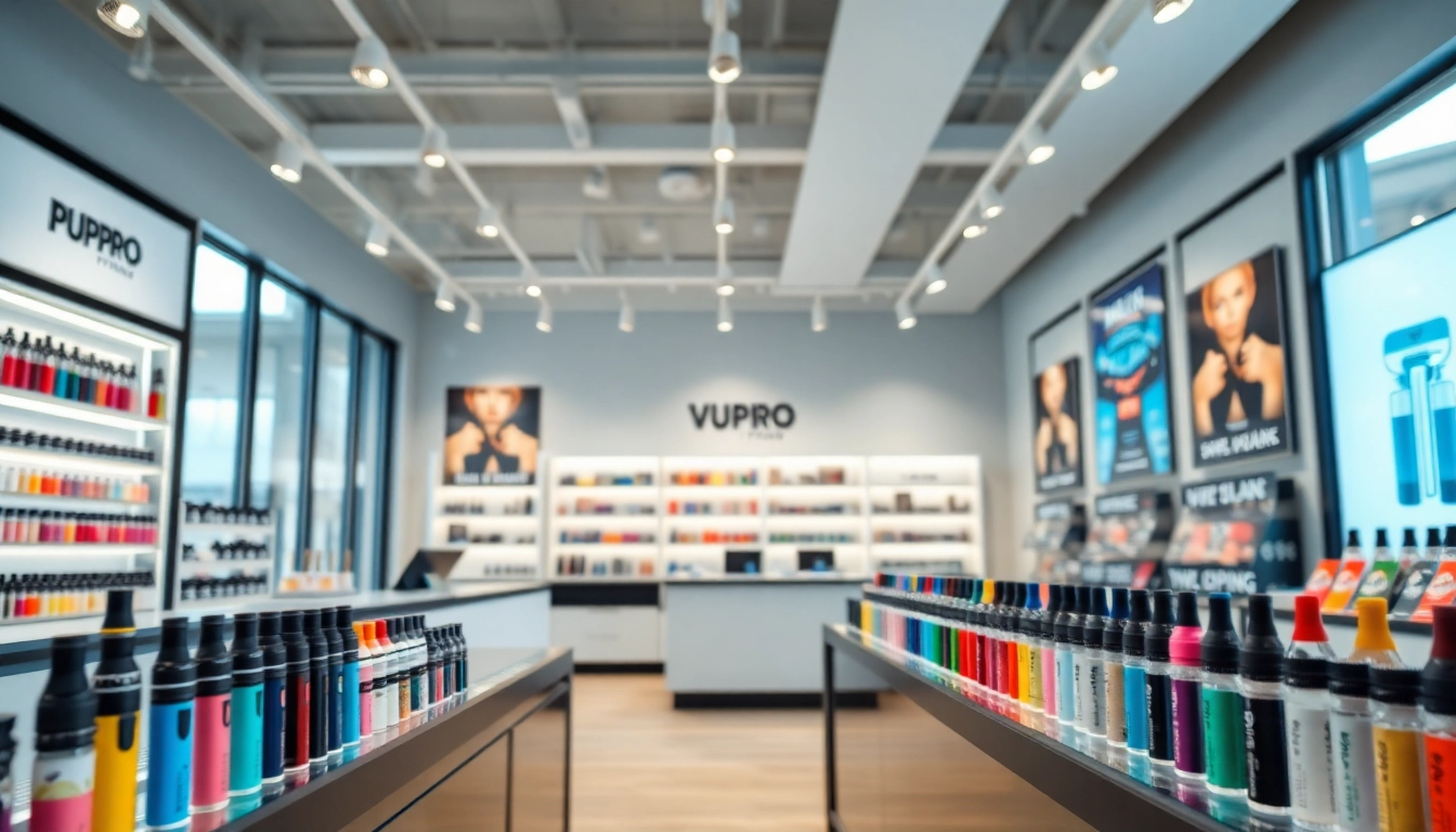 Engaging view of the puff pro vape shop with a vibrant display of vaping products