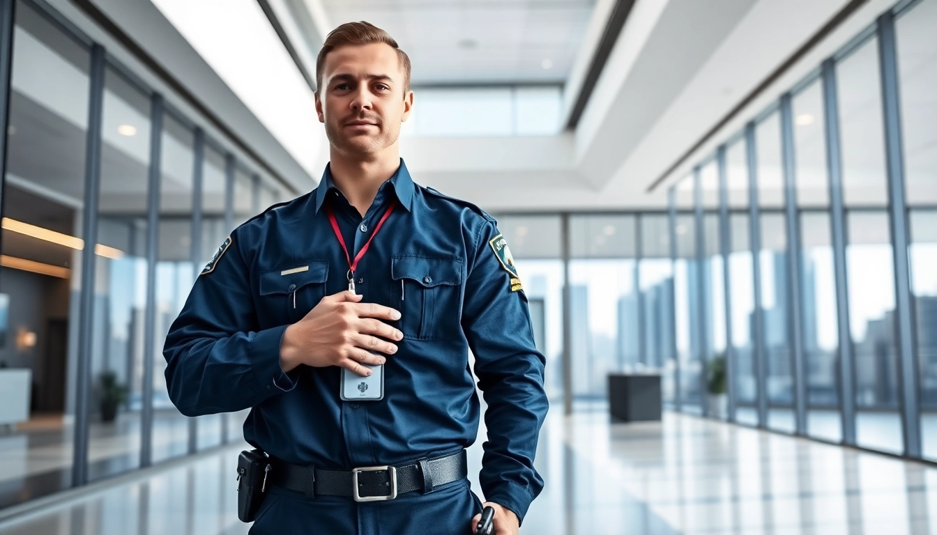 Displaying security services West Bromwich with a professional security guard in a corporate setting.