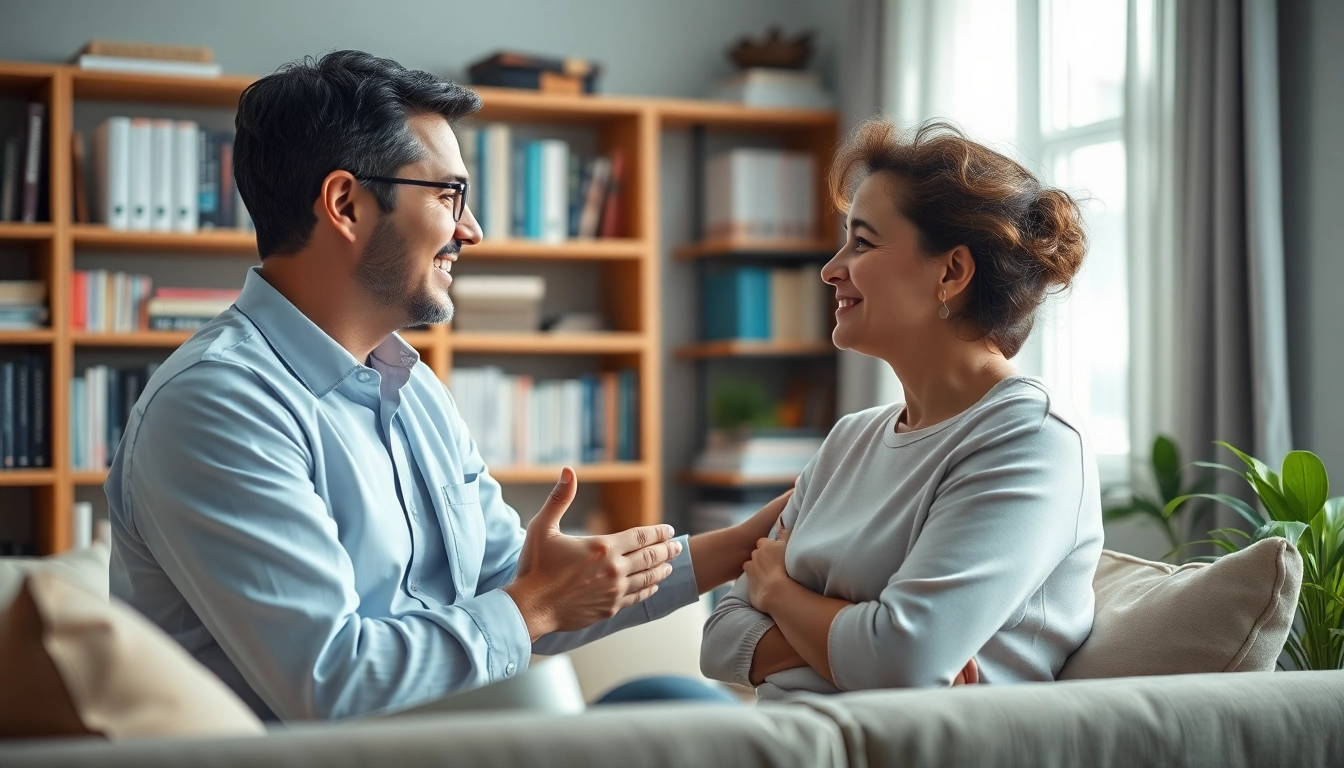 Supporting mental health and dealing with depression through therapy in a warm office environment.