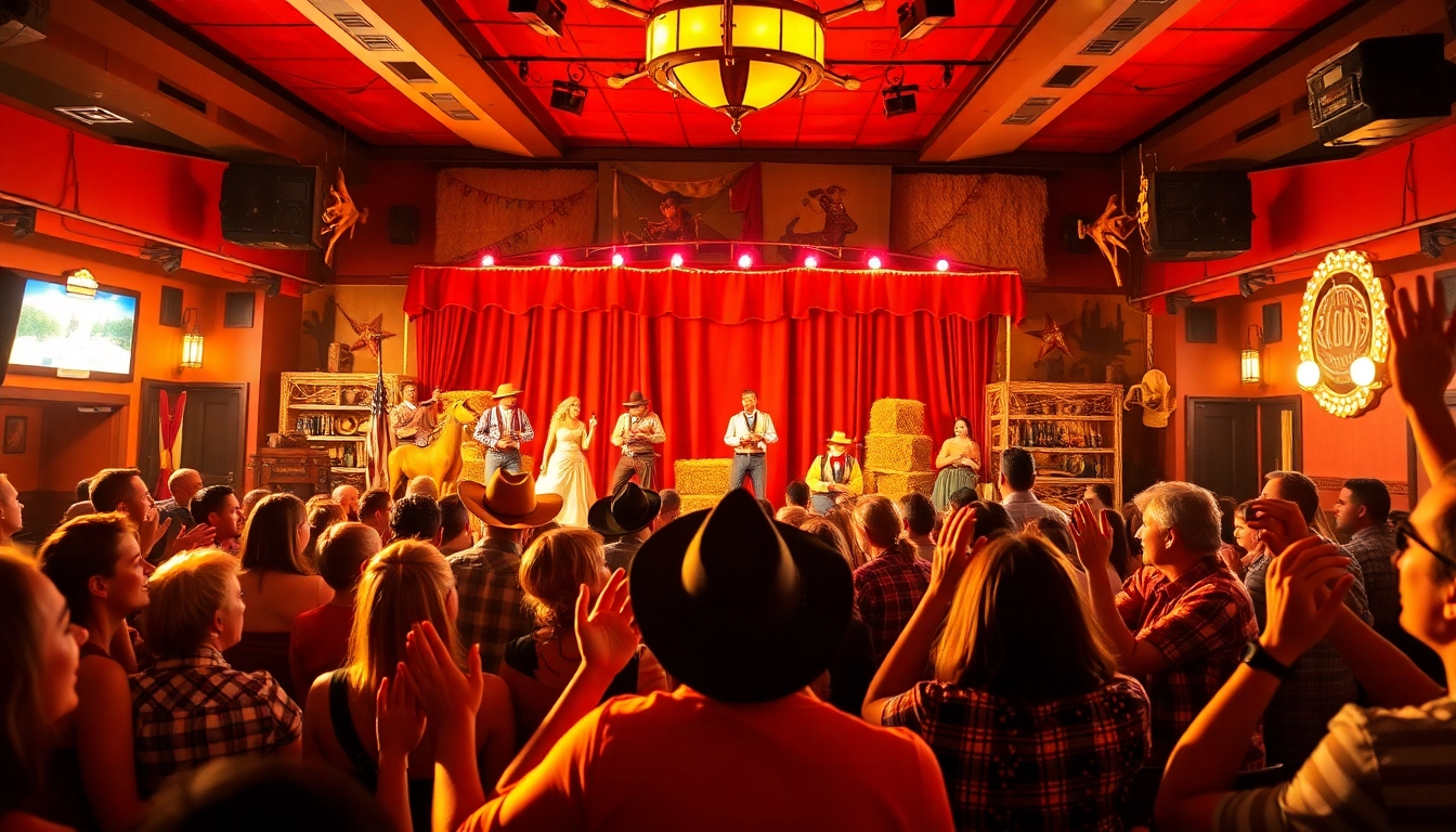 Experience an exciting dinner theatre las vegas show with enthusiastic audience and vibrant performance.