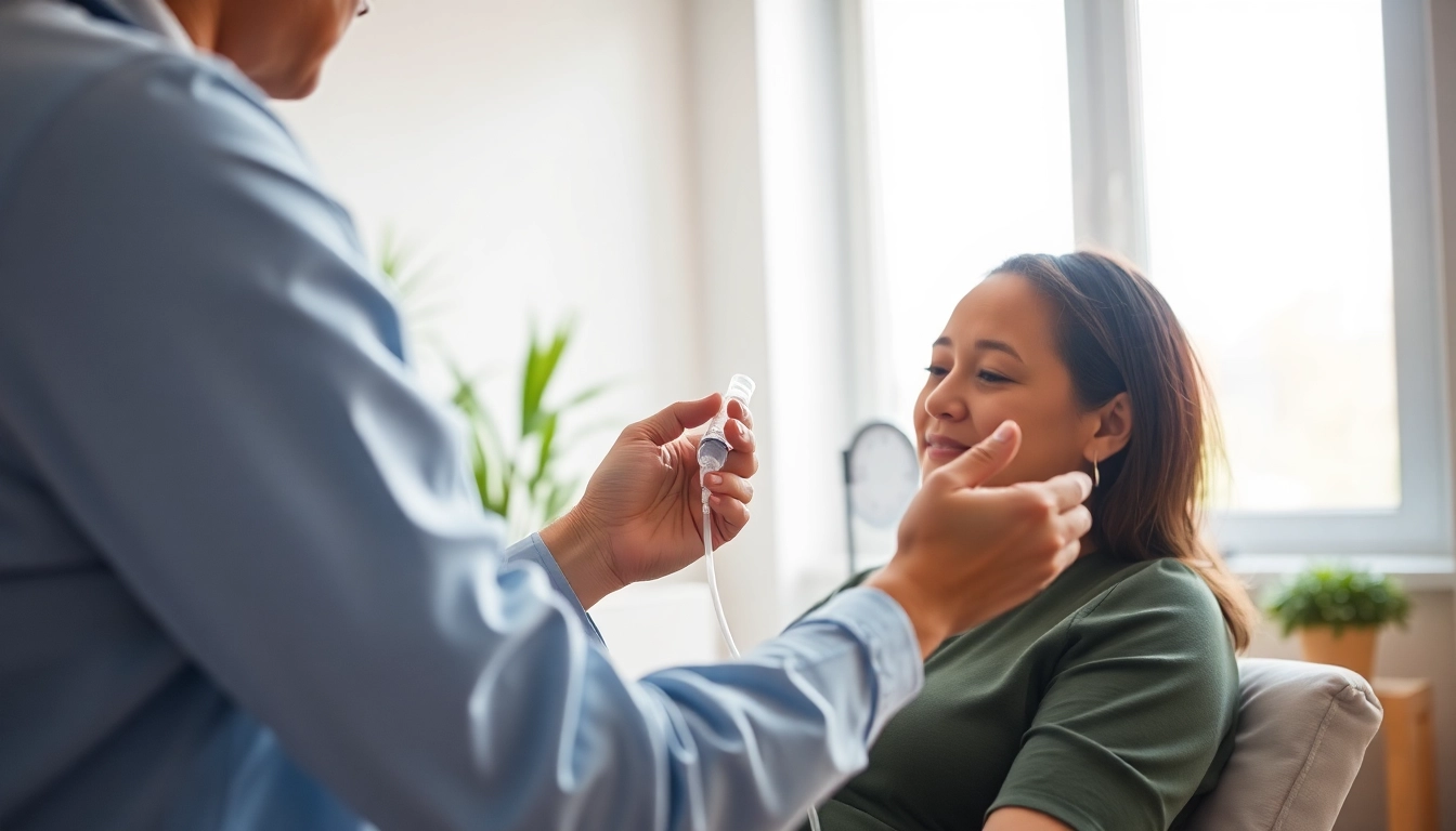 Administering nad infusion in a calm medical setting with attentive healthcare provider.