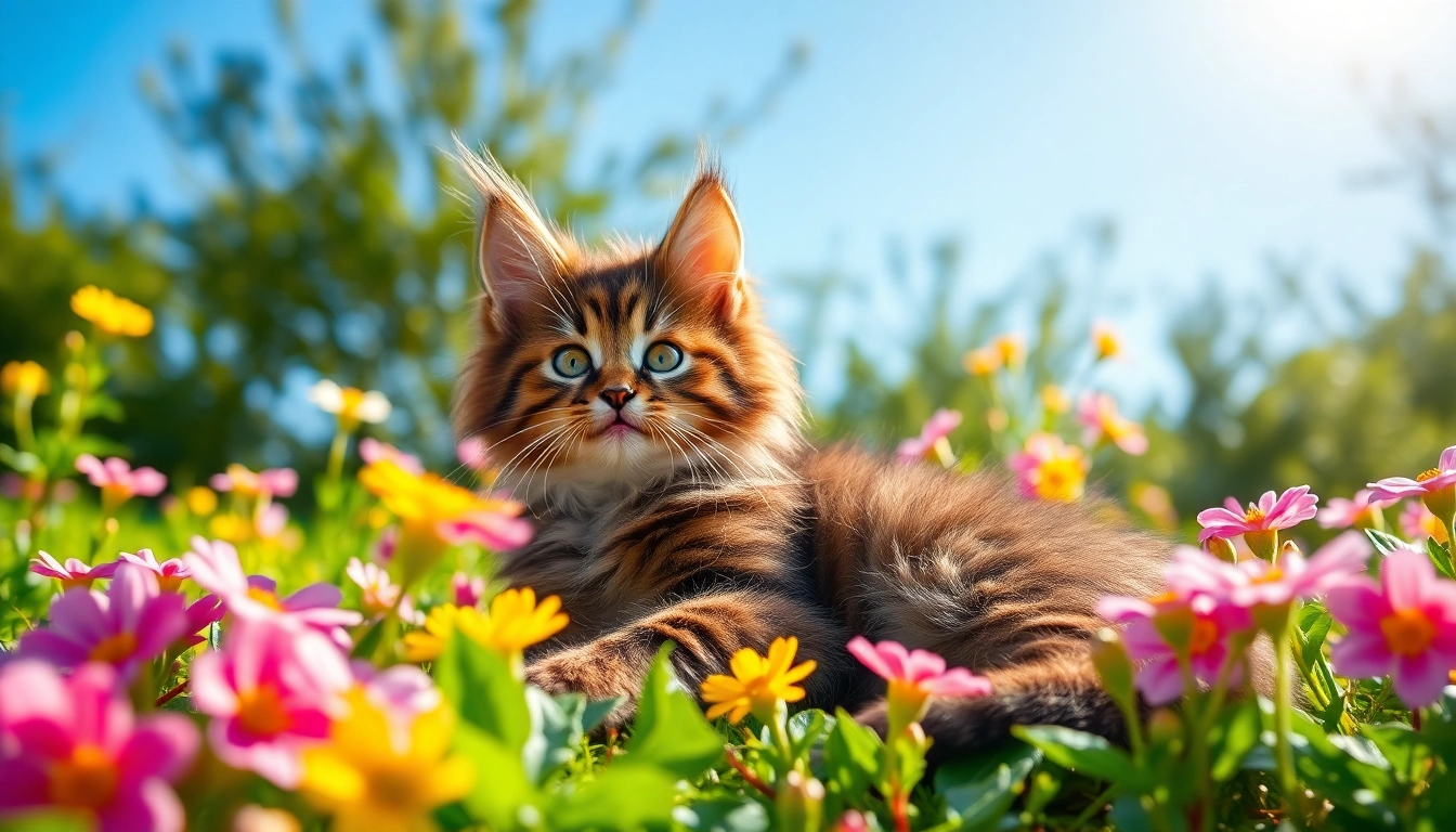 Adorable Maine Coon kittens for sale California enjoying playtime in a lush garden.