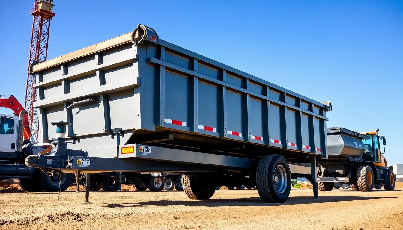 Explore durable dumpster trailers for sale showcasing utility in a dynamic construction setting.