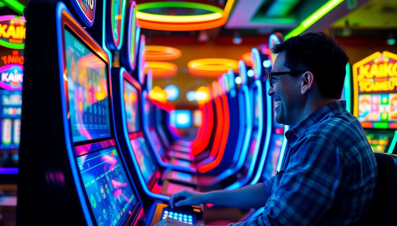 Pemain merayakan kemenangan di kaiko slot dengan atmosfir ceria dan penuh warna.