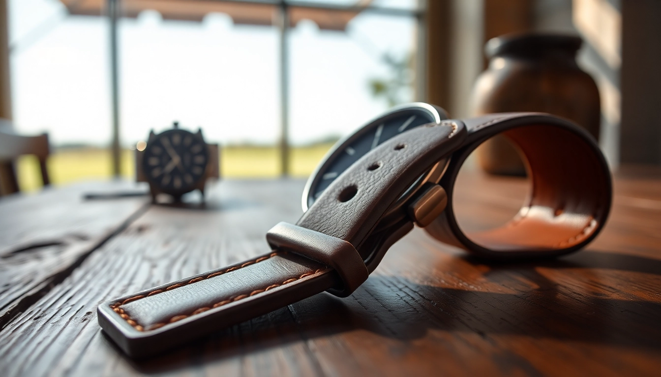 Exquisite leather watch strap featuring fine craftsmanship and luxurious texture on display.