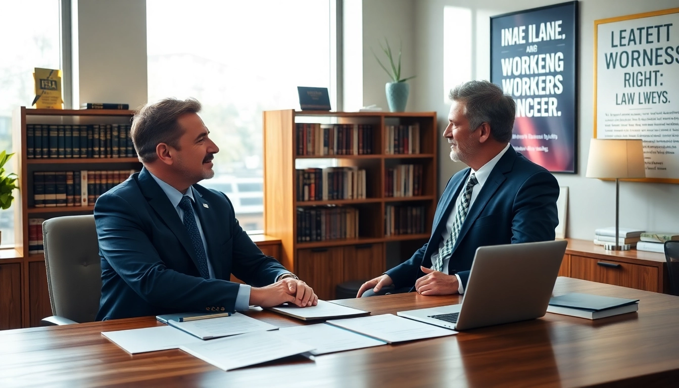 Trustworthy Maryland Workers Comp Lawyers providing legal guidance to an injured worker in a supportive office.