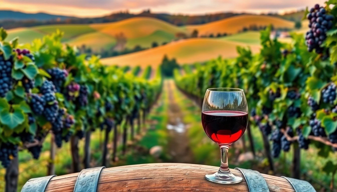 Enjoy wineries in Clarksburg with picturesque vineyards and a glass of wine at sunset.